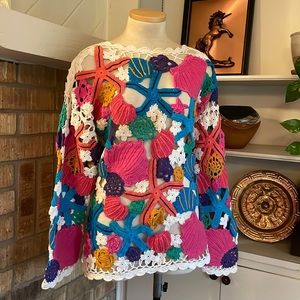 Vintage Tony Lambert Shells Sweater Sz Lg